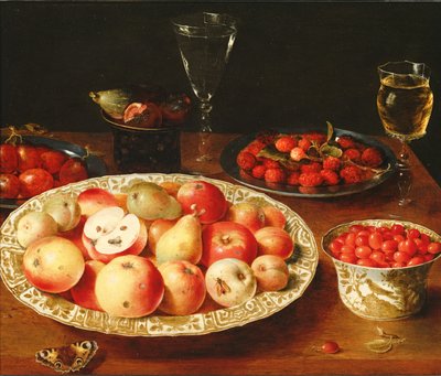 Stilleven met fruit in Wan-Li porseleinen kommen door Osias the Elder Beert